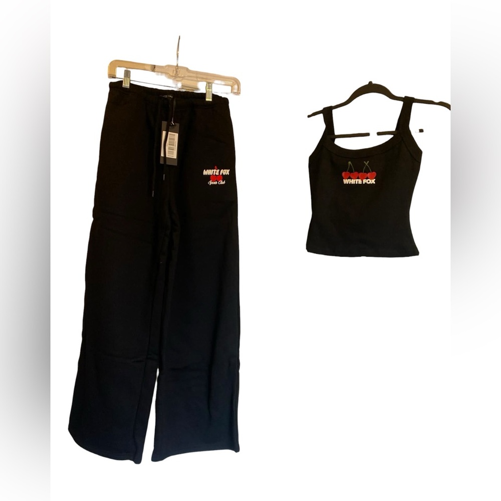 NWT White Fox pants and tank set BLACK Size S
